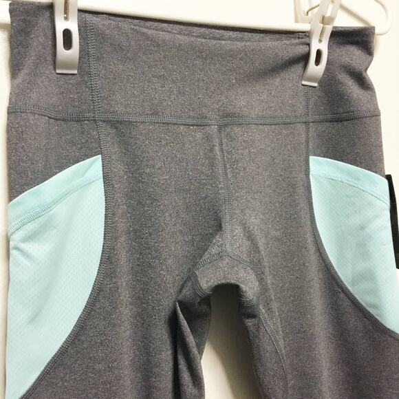 New! Z by Zella Teal Gray Crop Leggings - Picture 4 of 7